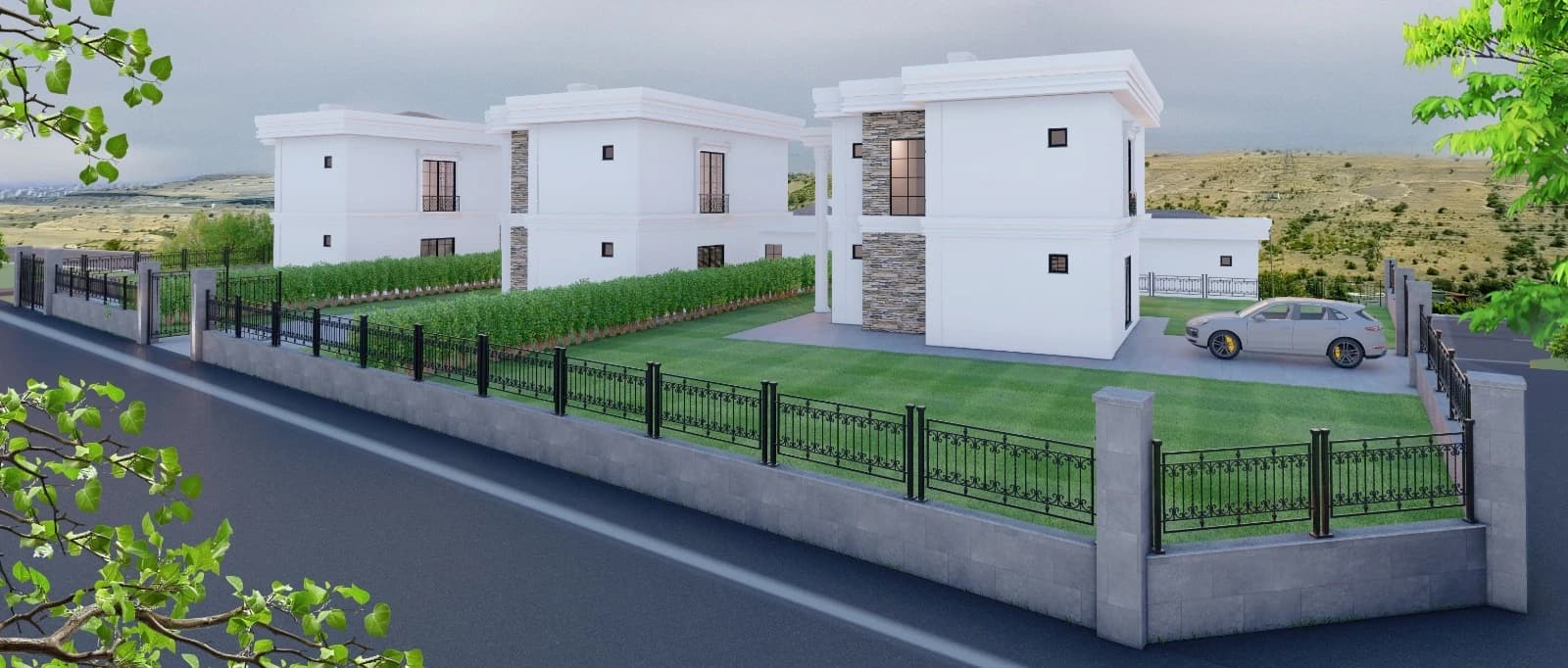 Talas Villa Project — Side elevation and garden