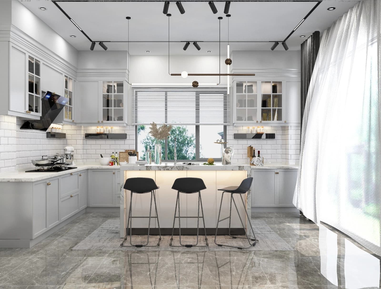 Talas Villa Project — Kitchen — island and daylight