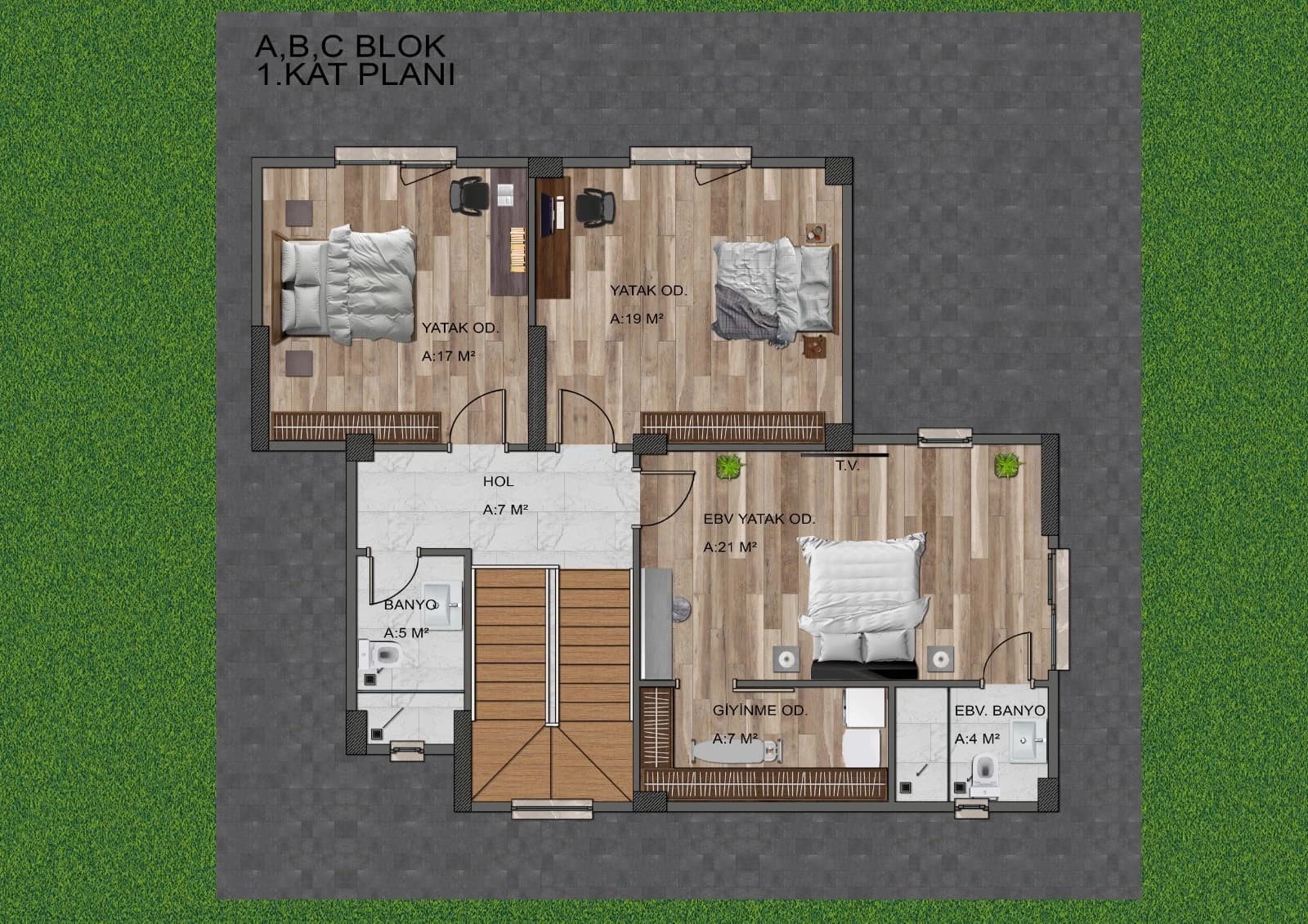 Talas Villa Project — Blocks A, B, C — first-floor plan