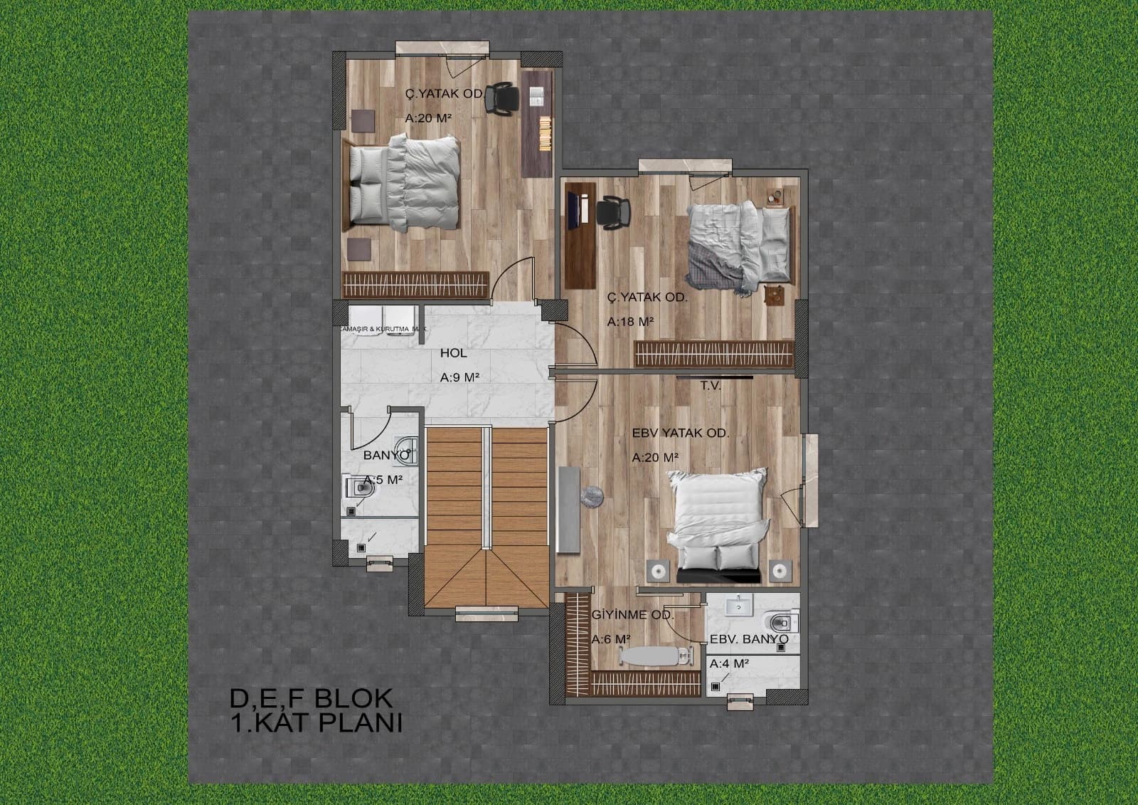 Talas Villa Project — Blocks D, E, F — first-floor plan