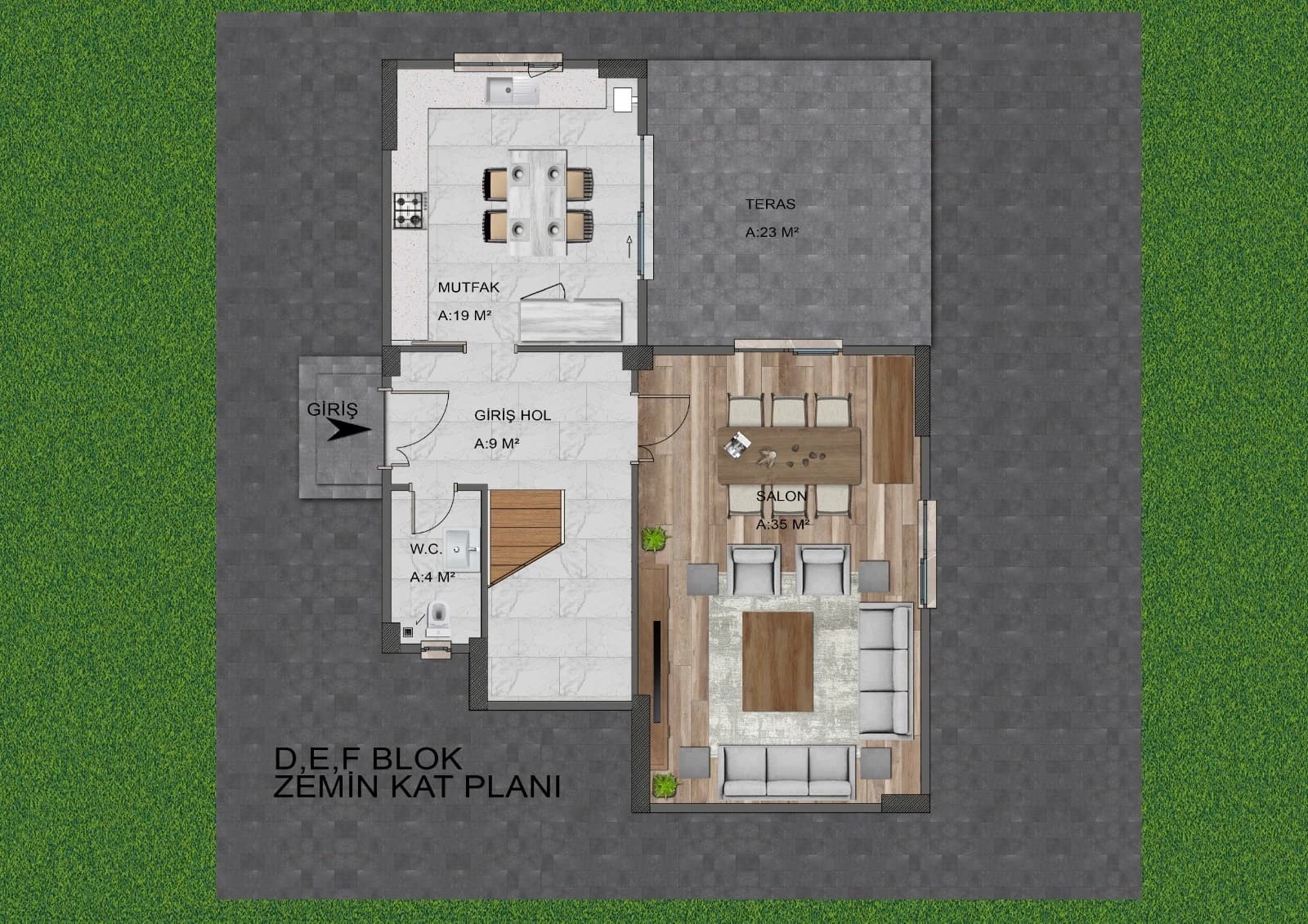Talas Villa Project — Blocks D, E, F — ground-floor plan